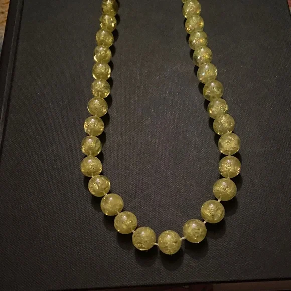 Vintage 90s 1990s Yellow Beaded Necklace beads bead iridescent sparkly sparkle - Picture 3 of 3